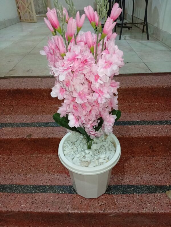 Artificial Flower Arrangement in White Pot – Available in Blue, White, Yellow, Pink & Hot Pink