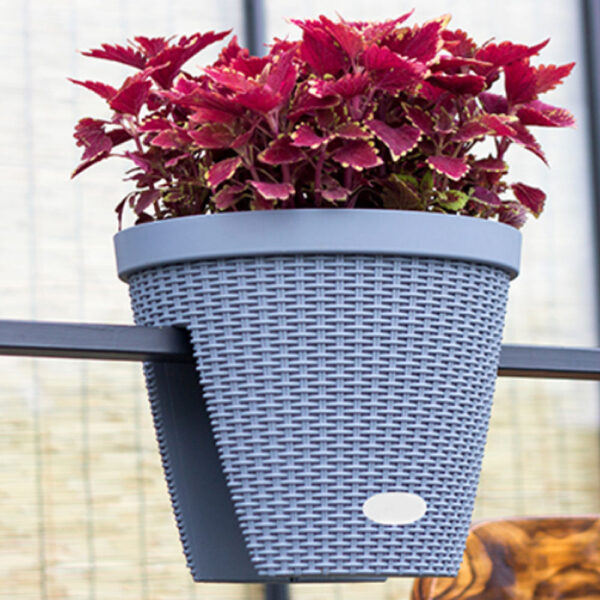 Hanging Rail Planters – Rattan-Style Plastic Pots - Image 4