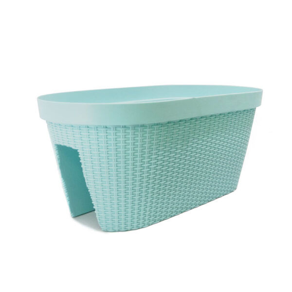 Large Hanging Rattan Rail Flower Pots – Weatherproof Plastic Planters for Balcony & Fence - Image 3