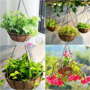 Hanging Metal Plant Baskets with Coco Liners – Decorative Chain Planters for Indoor & Outdoor Use