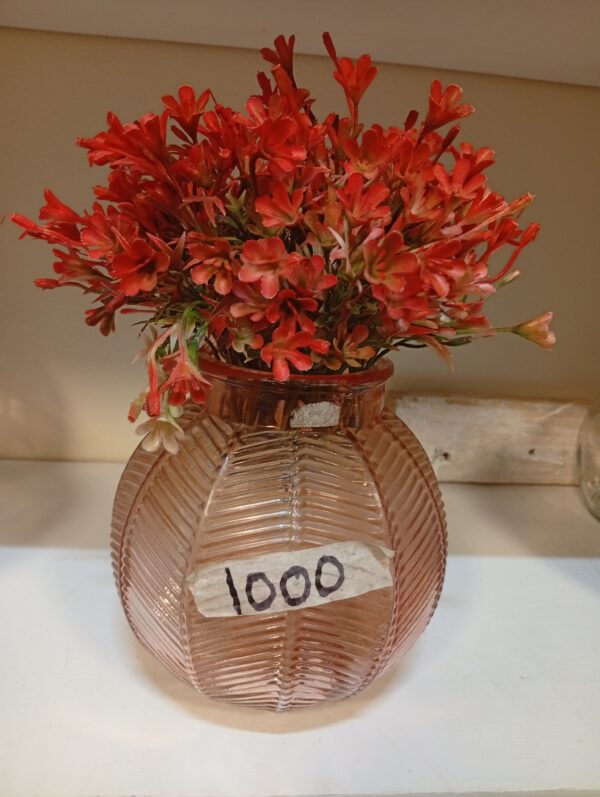 Pink Glass Globe Vase – Elegant & Timeless Decor  Price: with Floral Arrangement