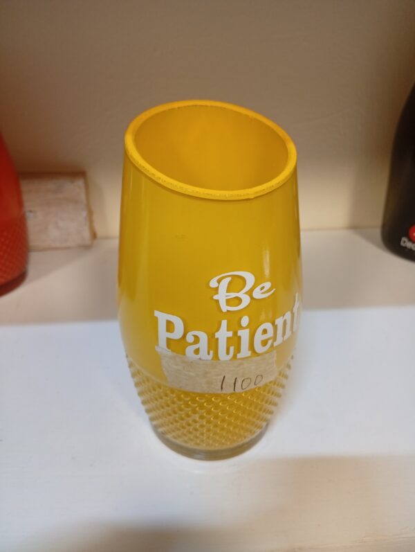 Yellow Glass Vase with “Be Patient” Quote – Bold Minimalist Decor | KSh 1100