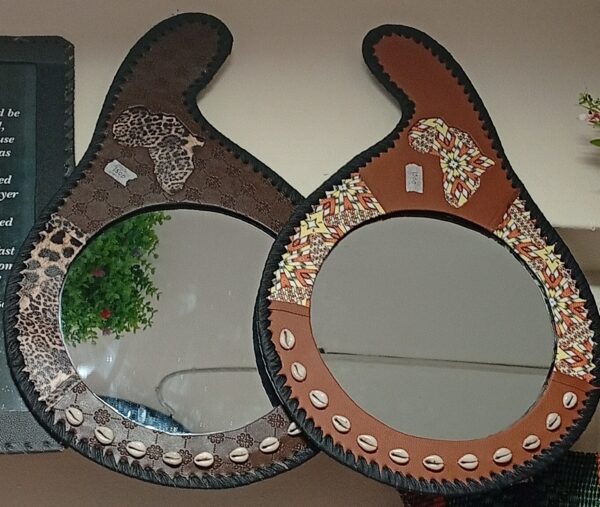 Handcrafted Leather Calabash Mirrors – Only Ksh 1500 - Image 3