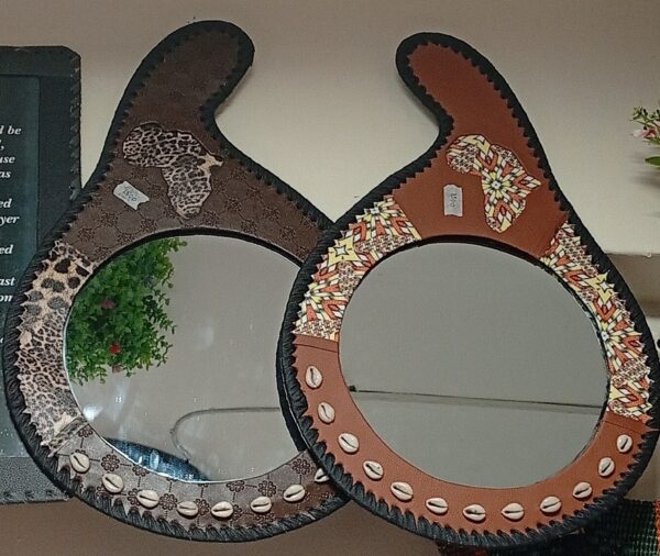 Handcrafted Leather Calabash Mirrors – Only Ksh 1500