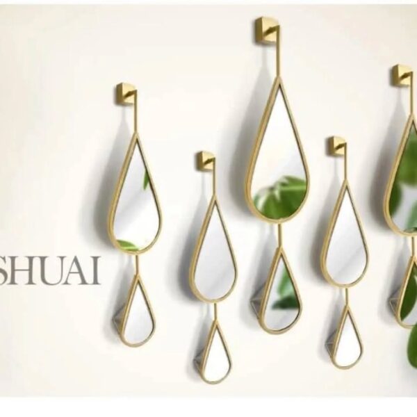 OUSHUAI Set of 5 Gold Teardrop Shaped Wall Mirrors – Elegant Accent for Modern Interiors - Image 7