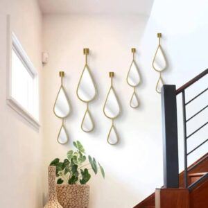 OUSHUAI Set of 5 Gold Teardrop Shaped Wall Mirrors