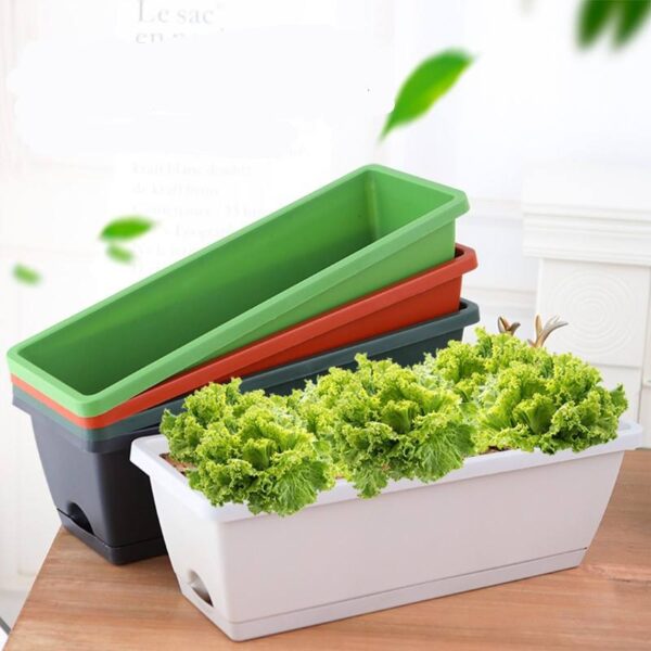 Rectangle Planter with Drainage Plate – Modern Window Box for Indoor & Outdoor Plants