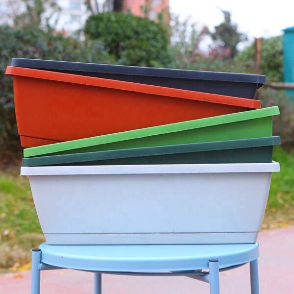 Rectangle Planter with Drainage Plate – Modern Window Box for Indoor & Outdoor Plants - Image 4