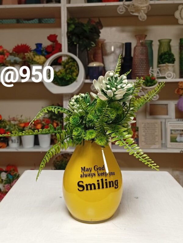 Glass vases with nice messages with flower arrangement - Image 8