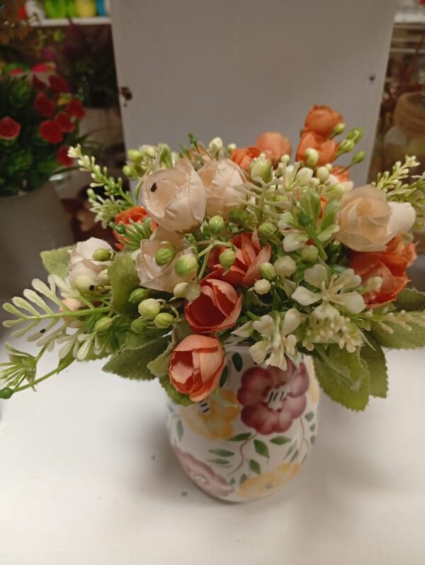 Ex-UK Cottage Style Flower Arrangement in Decorative Ceramic Vase