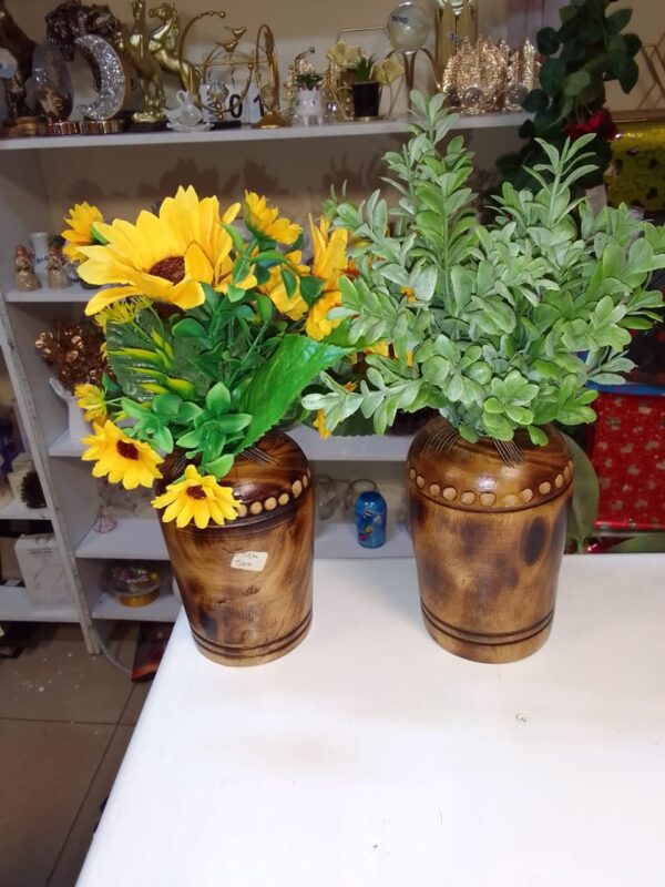 Rustic Wooden Tabletop Vase - Image 3