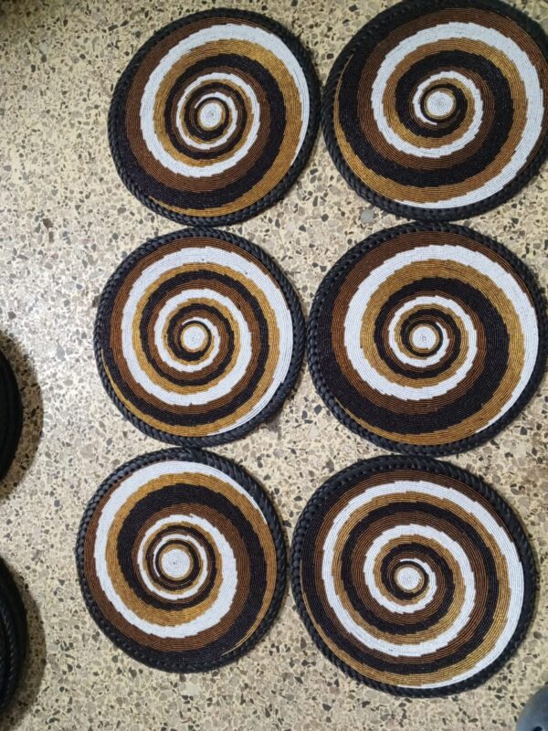 Round Beaded Leather Mats – Elegant & Durable Table Accents - Image 4