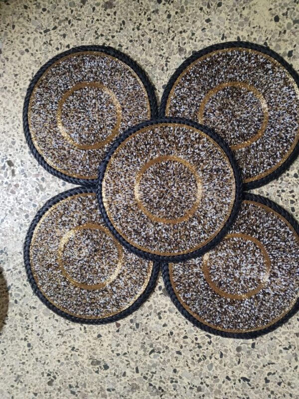 Round Beaded Leather Mats – Elegant & Durable Table Accents