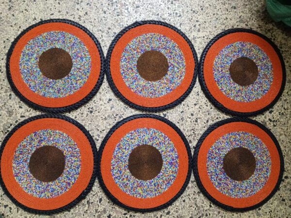 Round Beaded Leather Mats – Elegant & Durable Table Accents - Image 3