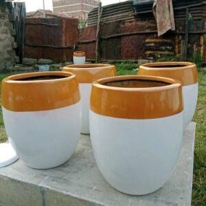 Fiberglass Pots with Gold Ring